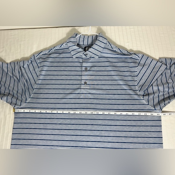 FootJoy Men’s Short Sleeve Golf Polo Shirt White Blue Black Stripes Size XL - Picture 11 of 11